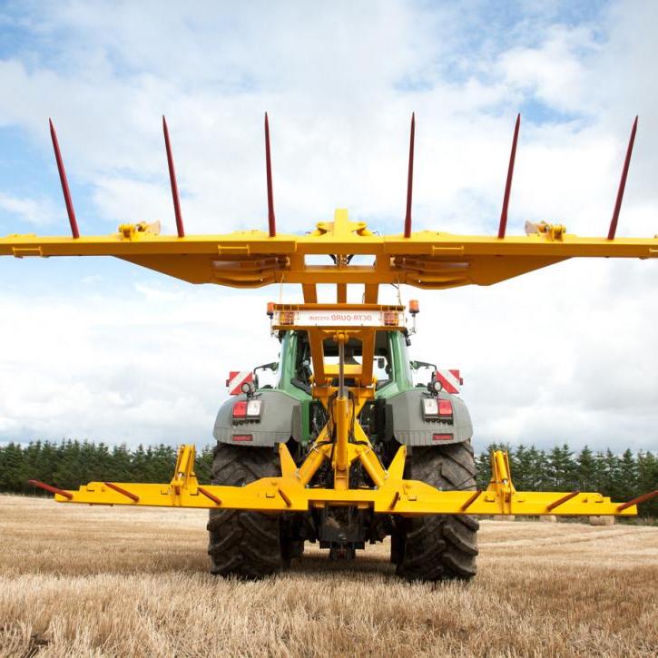 Octa-Quad Bale Handling System - rear section for carrying 8 round bales or 4 Heston bales at a time. Showing folding version.